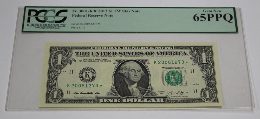 Fr 1929 G* 2003 One Dollar Star Note $ 1 Chicago PCGS Graded 65 GEM New