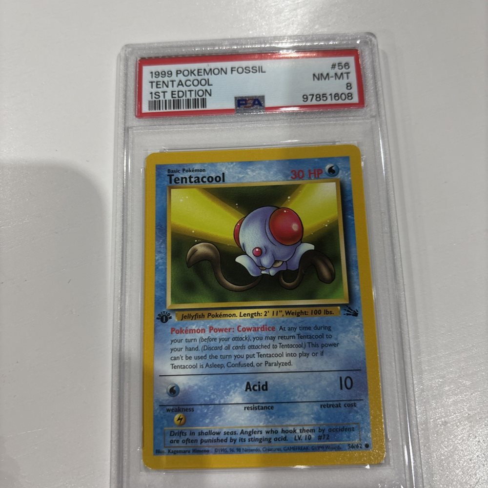 1995 tentacool pokemon card value Pokmon Card Tentacool #72 TV Animation Blue Logo 1st Print ENG L01523   AGS Collectibles