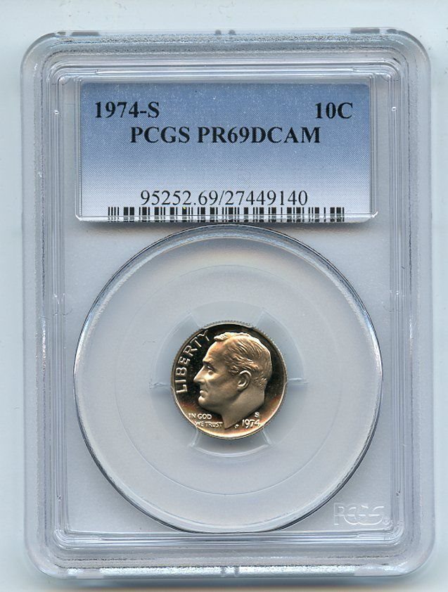 1974-S Roosevelt Dime PCGS PR69DCAM Free shipping!