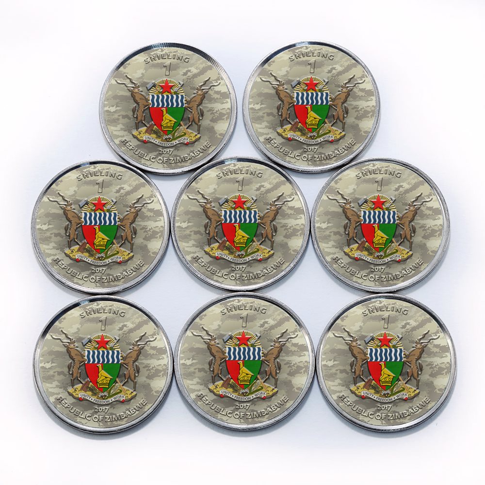 Zimbabwe 1 shilling set of 8 coins History of Tanks coins 2017 World War II