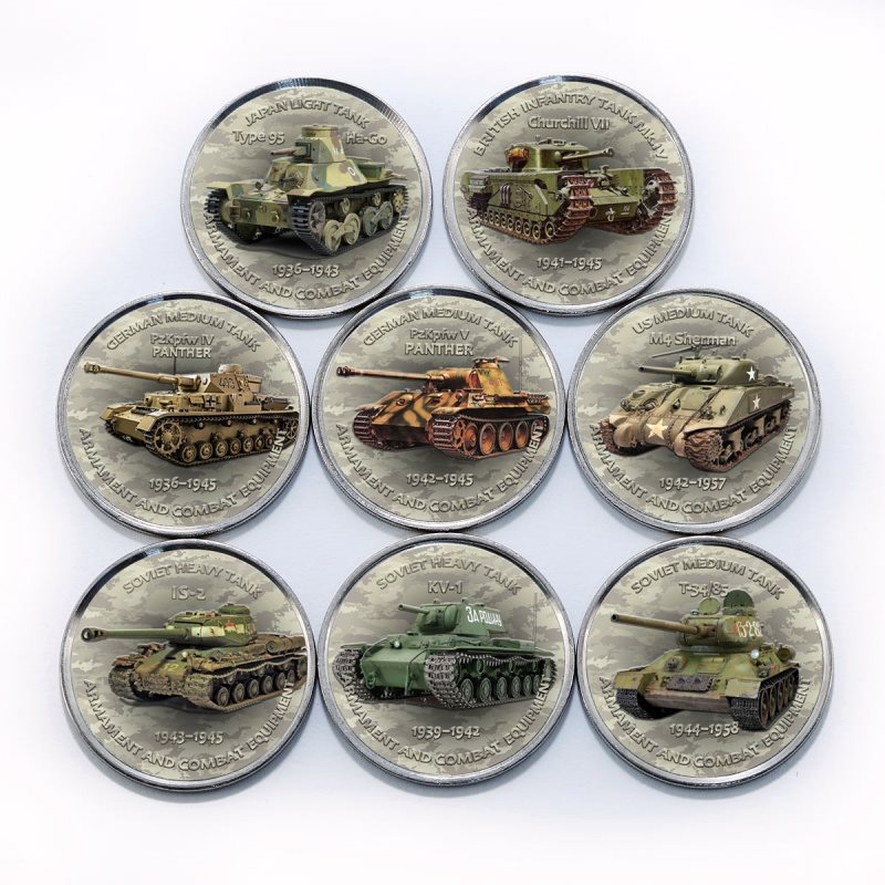 Zimbabwe 1 shilling set of 8 coins History of Tanks coins 2017 World War II