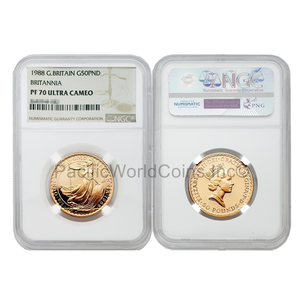 Great Britain 1987 Britannia 50 Pounds Gold Proof Coin NGC PF 70 ULTRA CAMEO
