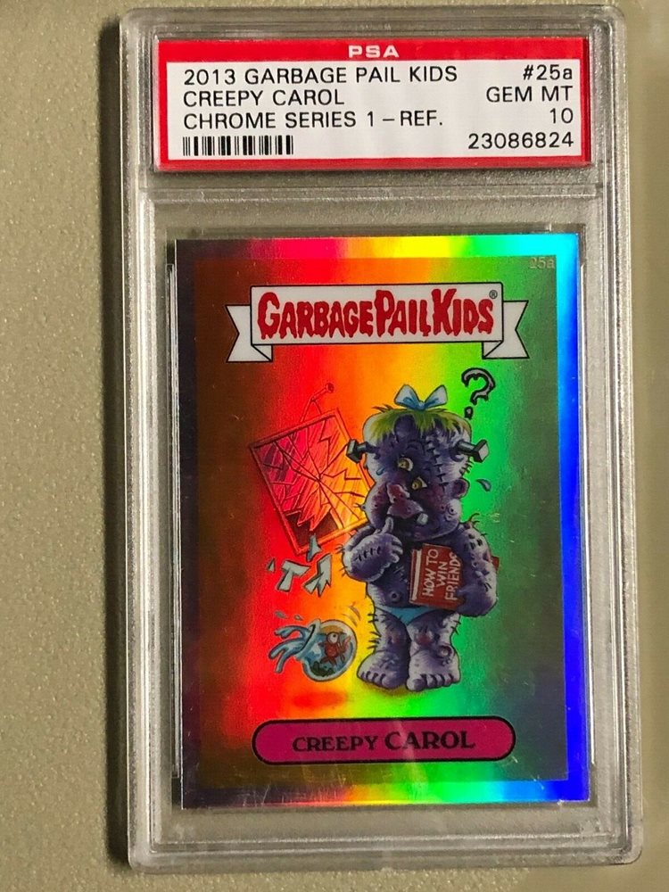 2013 Topps Garbage Pail Kids Chrome Series 1 Refractor #25a Creepy Carol front
