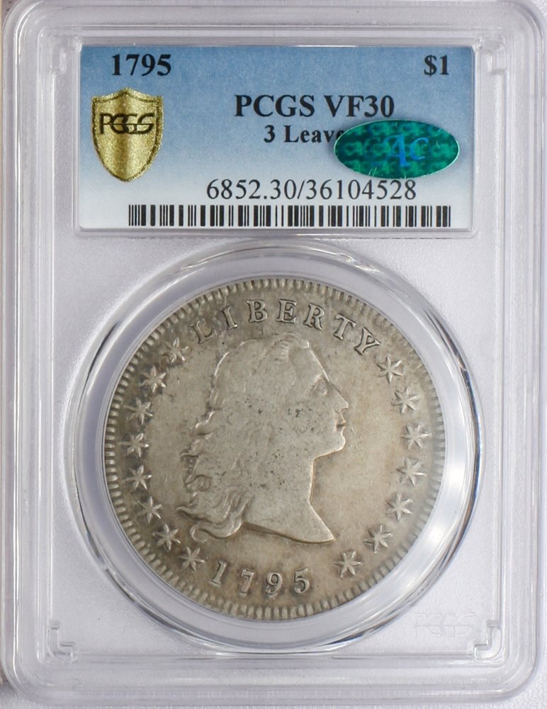 1795 Flowing Hair Silver Dollar Pcgs Vf30 3 Leaves C