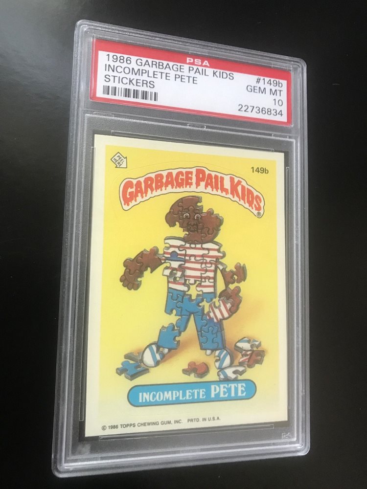 1986 Topps Garbage Pail Kids Stickers-U.K. Minis #149b Incomplete Pete front