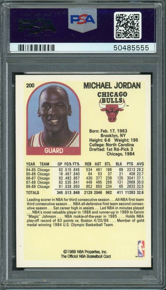 Michael Jordan 1989 Hoops Basketball Card 200 Graded P