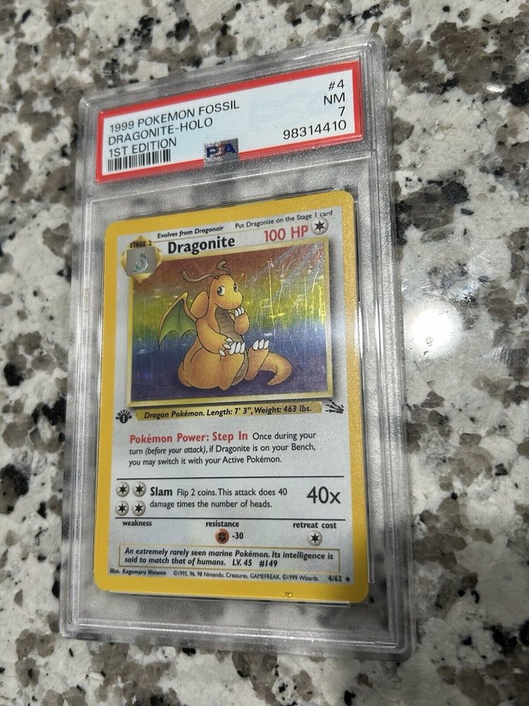 dragonite holographic pokemon card Dragonite Holo – Fossil Set 4/62 Pokémon cards – CollexyLux.dk main image 0