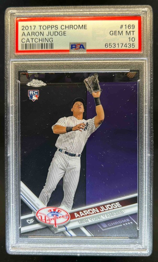 ゲームセンター・ゲームカード 2017 Topps Chrome Aaron Judge RC PSA 2017 Topps Chrome #169 Aaron Judge Catching RC Rookie PSA 9