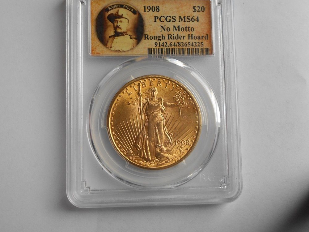 1908 NM $20 Gold St. Gaudens, PCGS MS-64, 