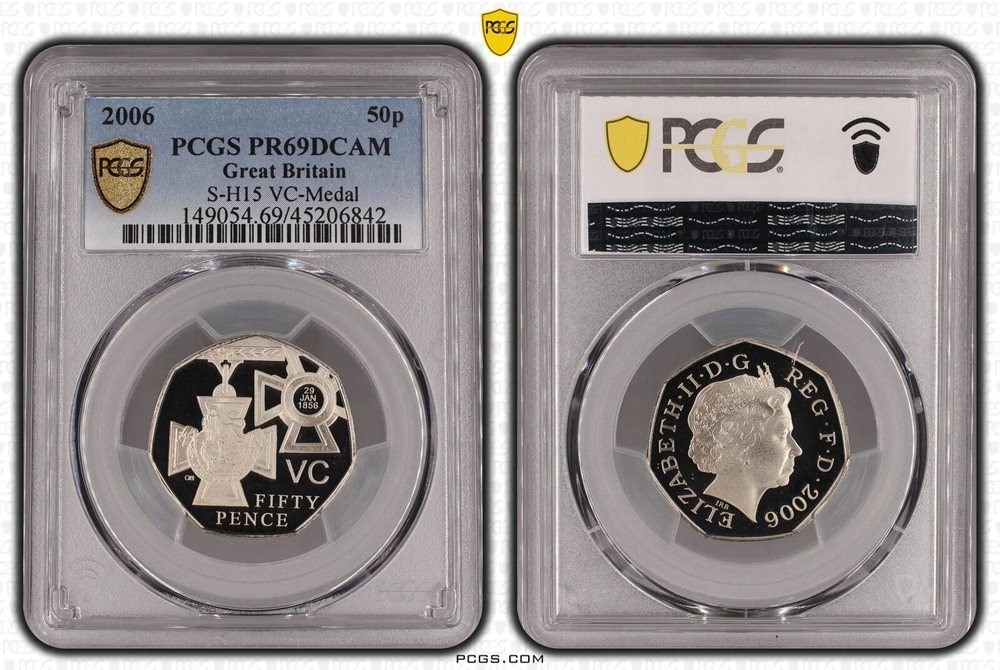 2006 Great Britain 50p Proof S-H15 VC-Medal PCGS - PR69DCAM