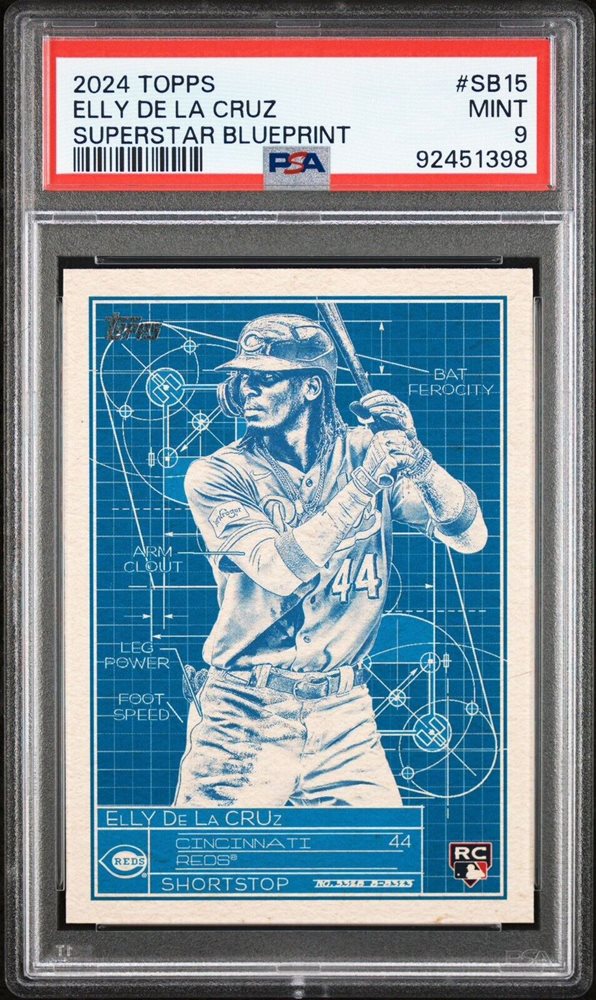【貴重】_ＰSA9鑑定品_ELLY DE LA CRUZ_直筆オンカードサイン 2024 Bowman Anime 1955 Elly De La Cruz PSA 9 RC Rookie Card