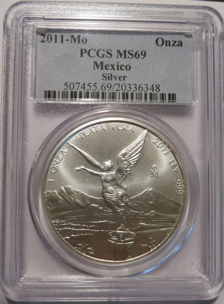2011 Mexico 1oz. Silver Libertad PCGS MS69, MS69 - PCGS Auction Prices