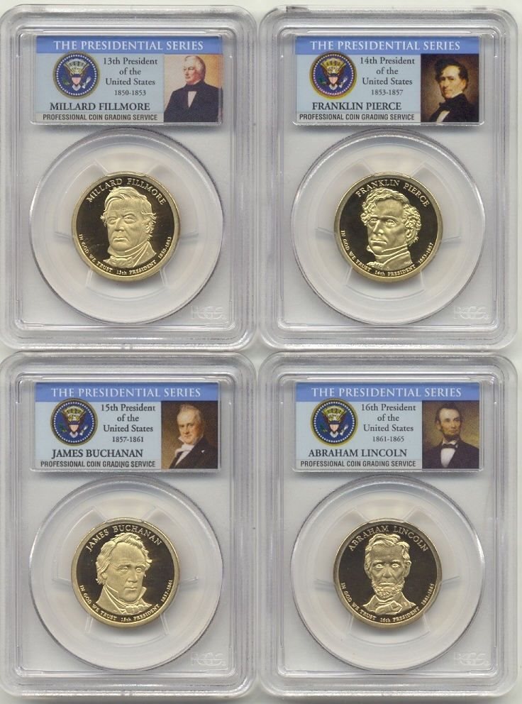 USA 1 DOLLAR COMPLETED 2010 SET 4 COIN 13th 14th 15th 16th US PRESIDENT
