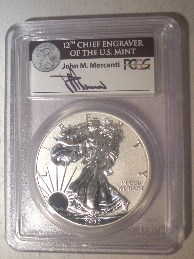 2012-S PCGS PR69DCAM Silver Eagle 75th Ann First Strike AUTOGRAPHED