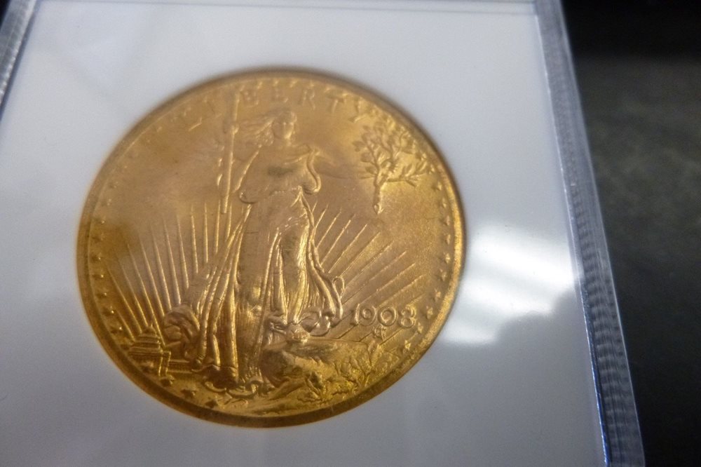 1908 $20 MS-65 NM NGC Gold Double Eagle Saint Gaudens Coin Nevada