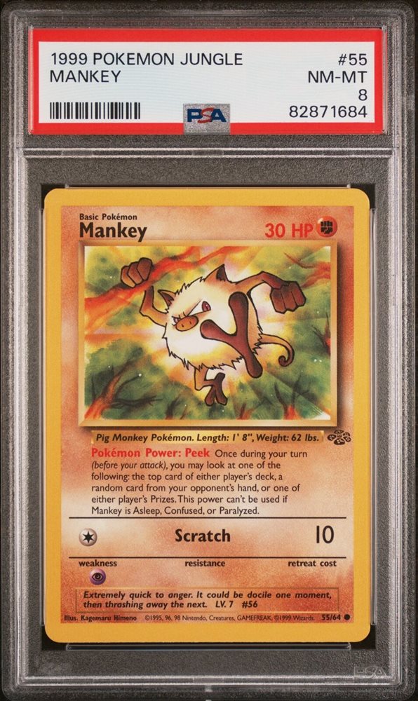 Pokemon Card Mankey Jungle 55/64 Pokmon Card  Near Mint Condition,  English, Fighting Energy Type Mankey Jungle Nm 55/64 Pokemon Card Price