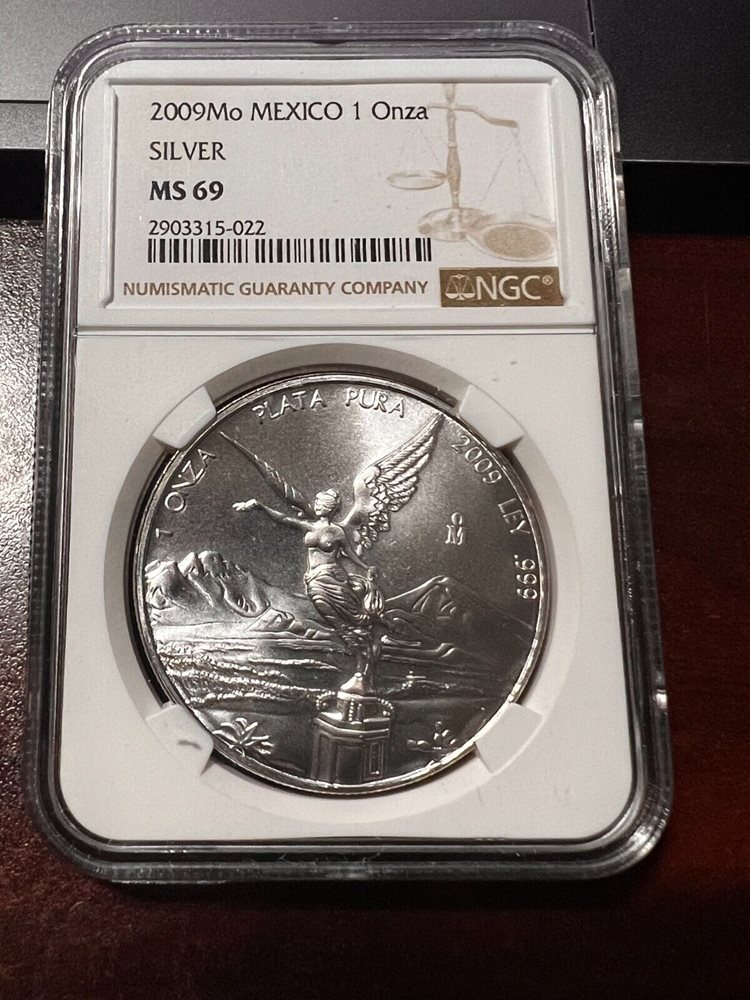 2009 Mo Mexico 1oz Silver Libertad NGC MS 69 - only 1 graded