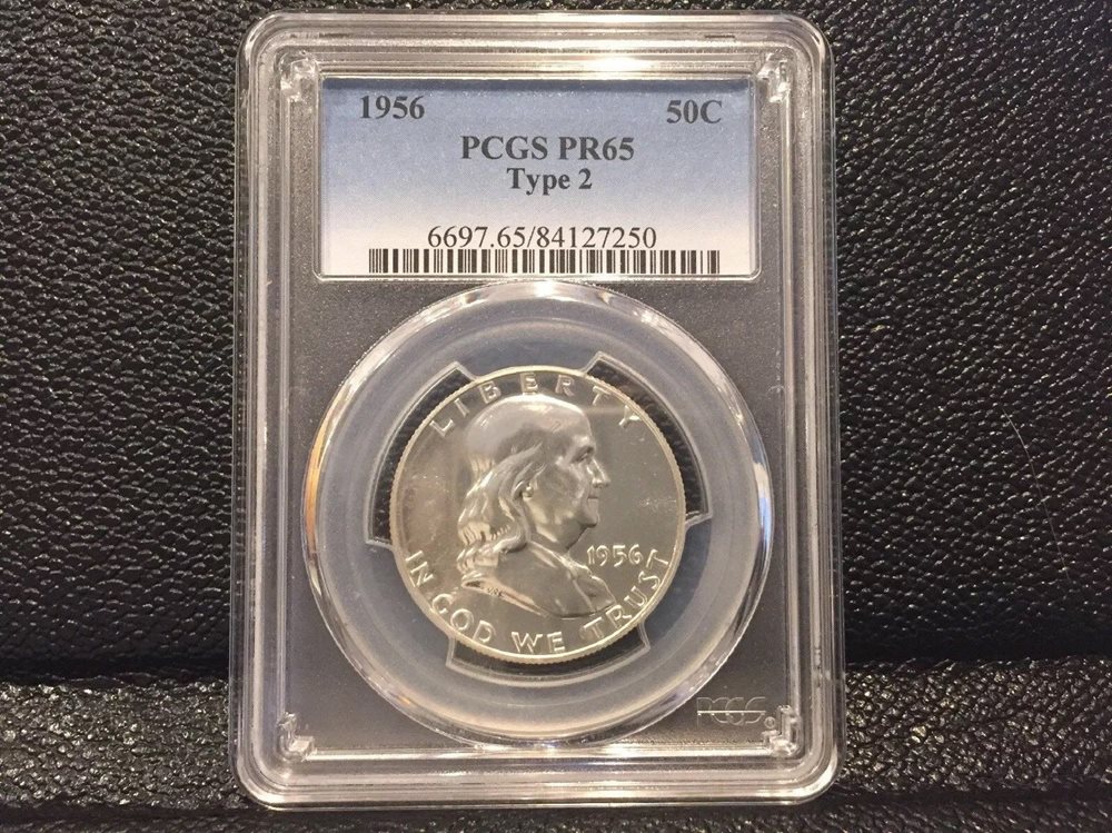 PR66 1956 TYPE 2 PCGS GRADED FRANKLIN 90/% SILVER HALF DOLLAR 50C PROOF RARE COIN