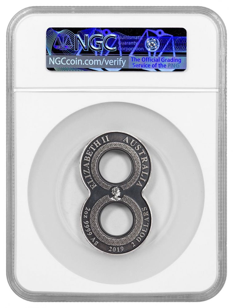 2019 Figure Eight Koi Fish 2oz Silver Antiqued Coin