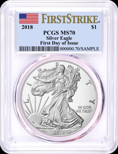 W 2019 $1 American Silver Eagle PCGS MS70 First Strike Flag Label
