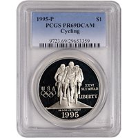 1995 P $1 XXVI Olympics Cycling Commemorative Silver Dollar NGC PF69 UC