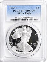 1990 S $1 Proof American Silver Eagle 1oz PCGS PR69DCAM Thomas Cleveland Native