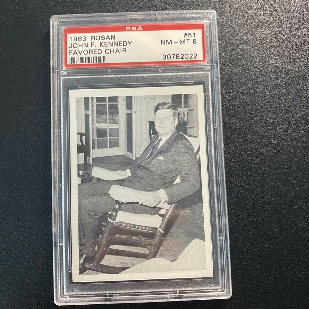 1963 Rosan John F Kennedy Card 51 Favored Chair PSA 8