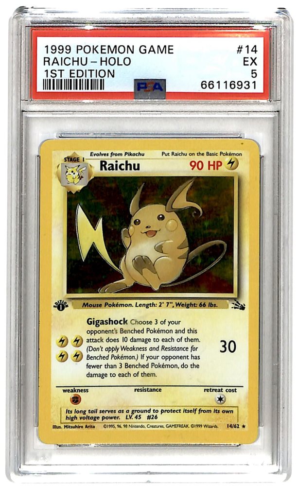 Auction Prices Realized Tcg Cards 1999 POKEMON GAME Raichu-Holo