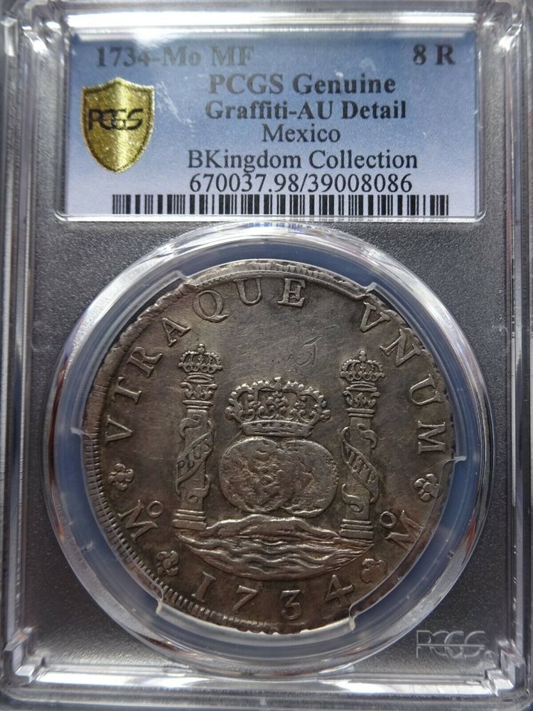 Mexico, 8 Reales 1734 MO MF, AU Detail, AU Details - PCGS Auction