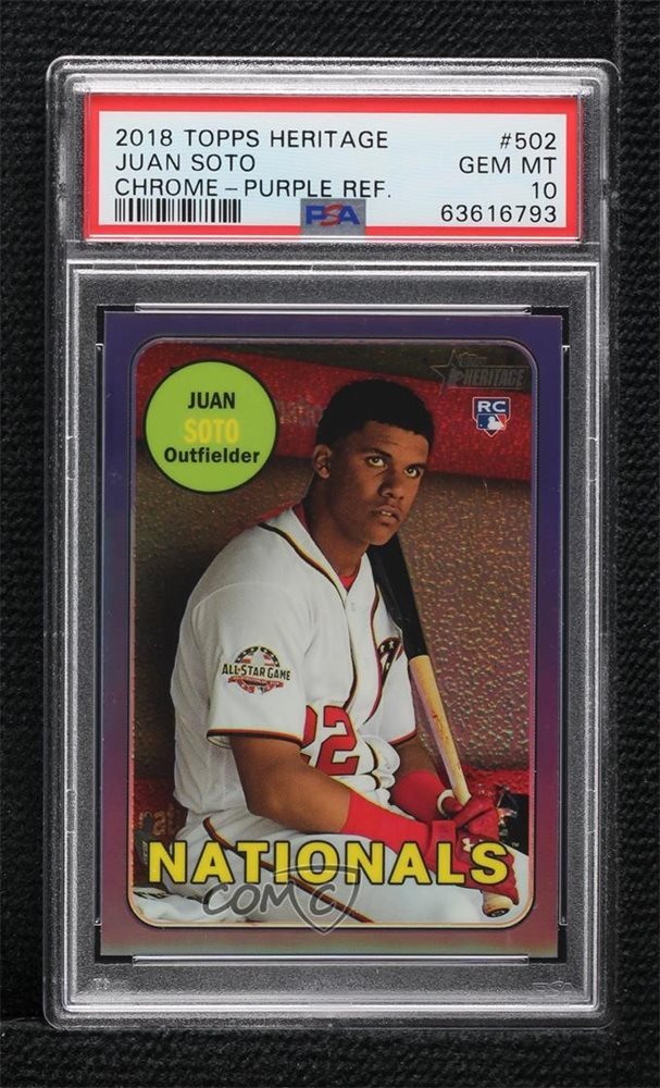 その他 2018 Topps Her Purple Ref Juan Soto PSA9 Auction Prices Realized Baseball Cards 2018 TOPPS HERITAGE