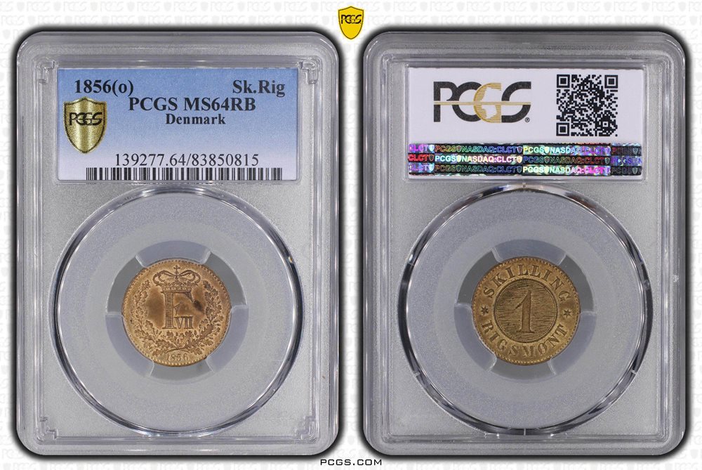 iNi DENMARK, Frederick VII, 1 Skilling Rigsmont 1856, TOP POP