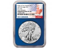 2019-W Proof $1 American Silver Eagle NGC PF70UC Flag ER Label Retro Core