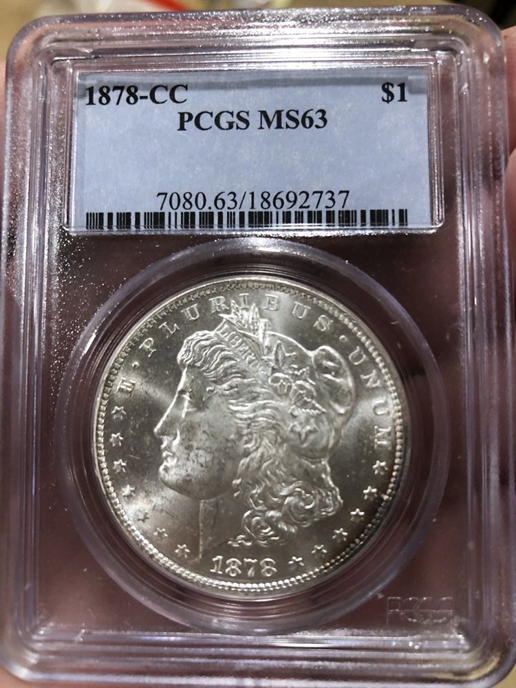 1878-CC $1 Morgan PCGS MS-63 Rotated Reverse Error! Carson City