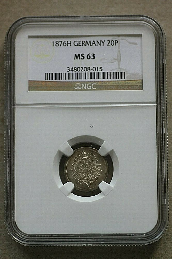 1876 H Germany 20 Pfennig, NGC MS63, KM5, MS63 - PCGS Auction Prices