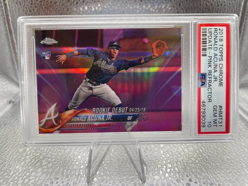 2018 Topps Chrome Update Ronald Acuna Jr. #Hmt31 (Update-Pink Refractor) Gem Mt 10 back