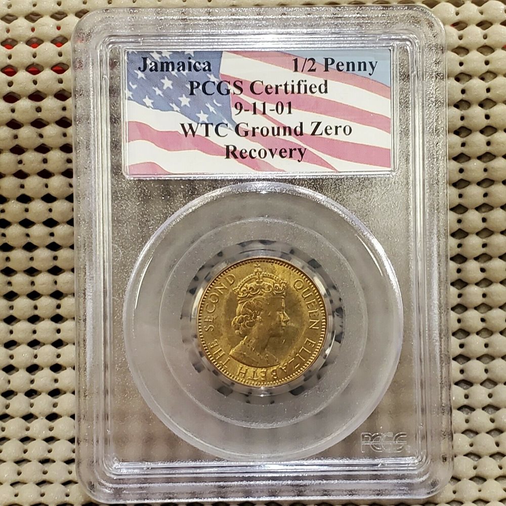 1965 Jamaica AU Nice Luster Half Penny PCGS WTC Ground Zero