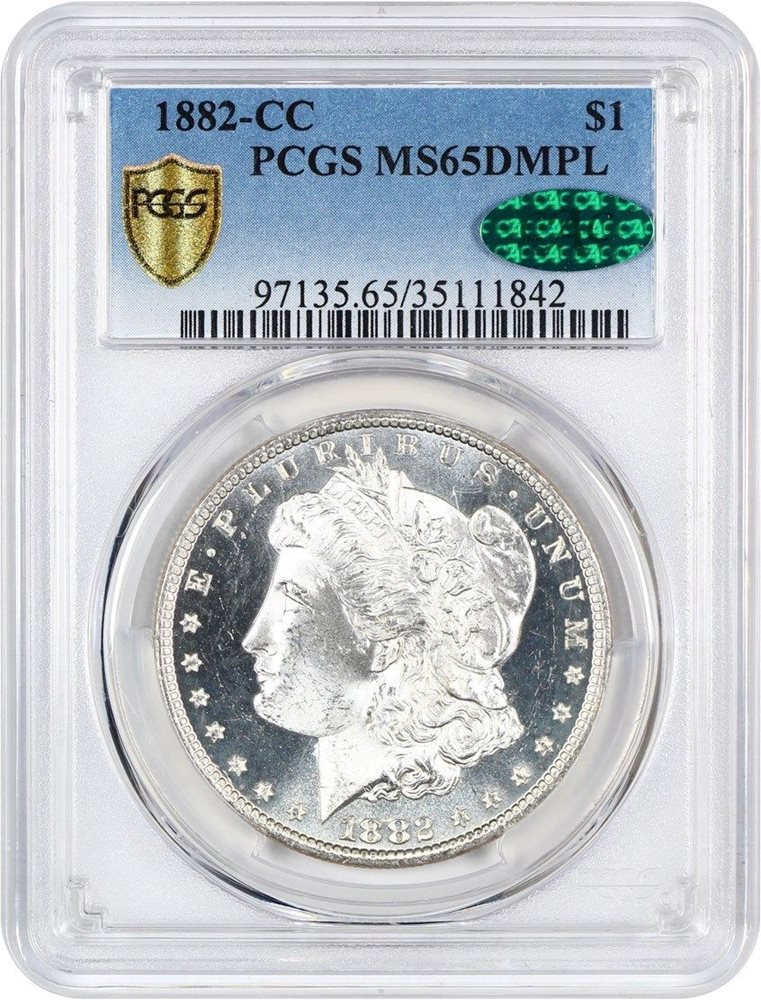 1882 Cc 1 Pcgs Cac Ms65 Dmpl Frosty White Dmpl Morgan Silver Dollar Ms65dmpl Pcgs Auction Prices