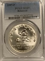 1997-P US Botanic Garden Commemorative BU Silver Dollar PCGS MS69