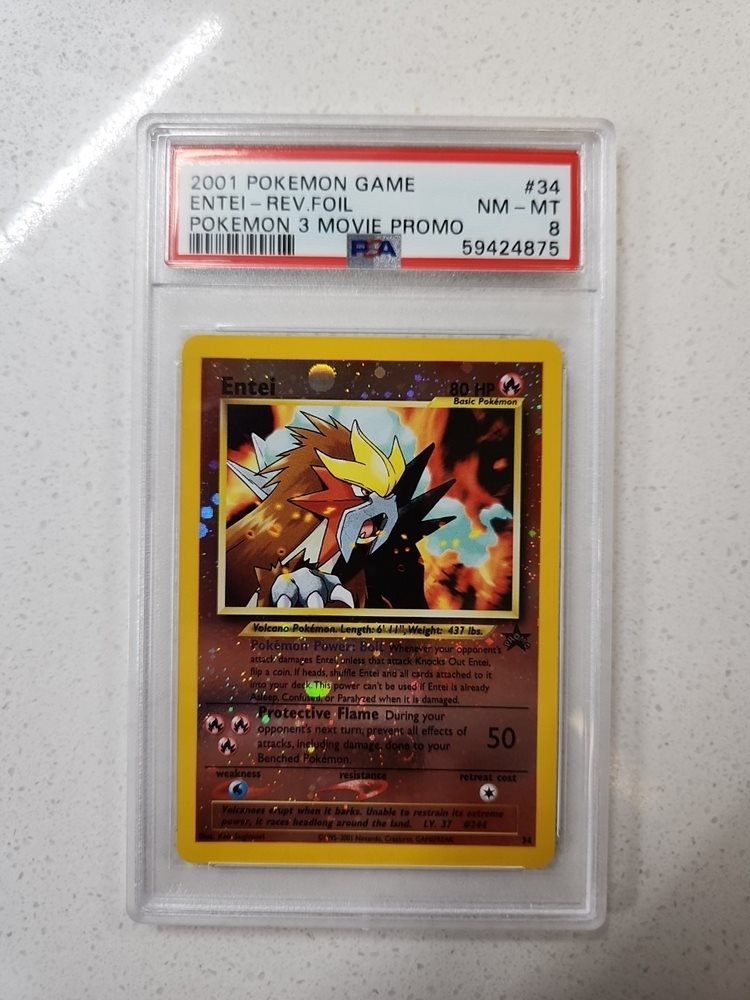 Mega Lucario Ex SEALED Entei 34 Black Star Promo Reverse Holo Pokemon Card   Near Mint Condition Entei Holo
