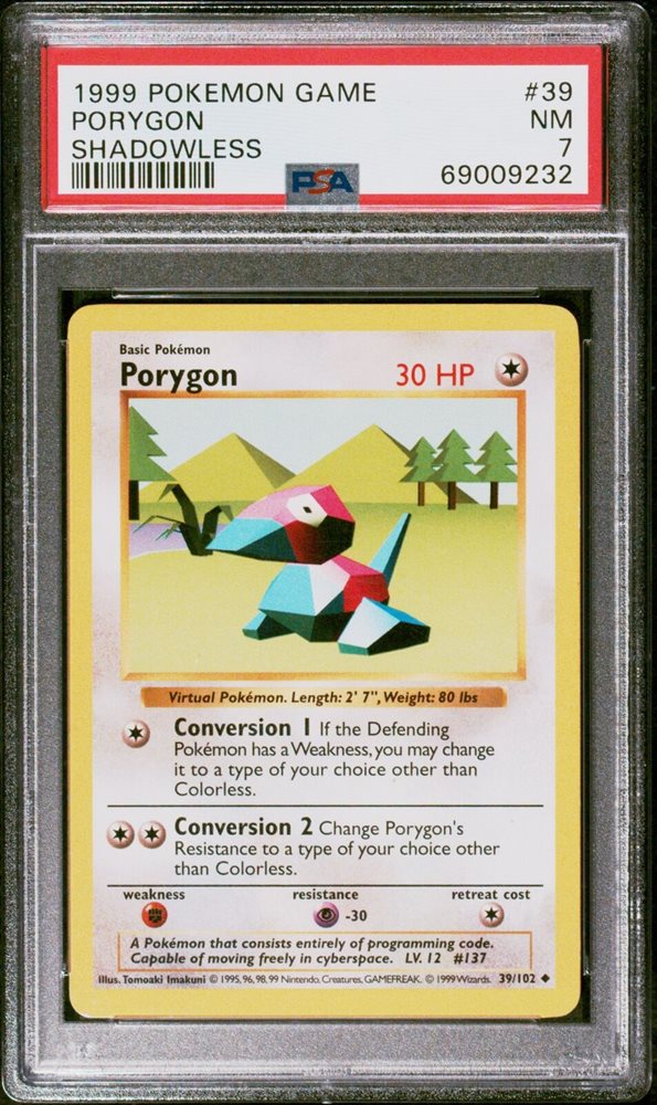 ポケモンカードゲーム Porygon 1st edition shadow less Pokémon Base Set 1st Edition Shadowless Porygon 39/102 - PSA