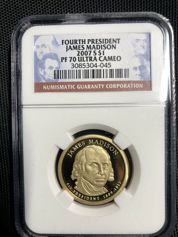 2007-S James Madison Presidential Dollar PR70DCAM PCGS 70 Deep Cameo
