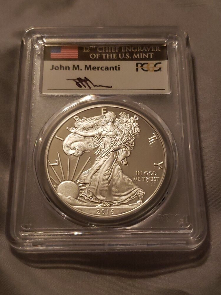 2016-W PCGS PR70DCAM Silver Eagle, 30th Anniversary, John Mercanti
