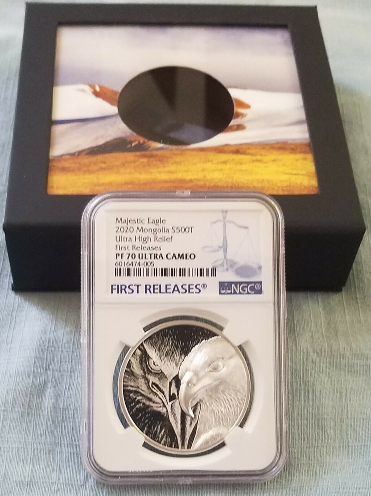 2020 Mongolia 500T 1oz Silver Majestic Eagle NGC PF70 FR ULTRA