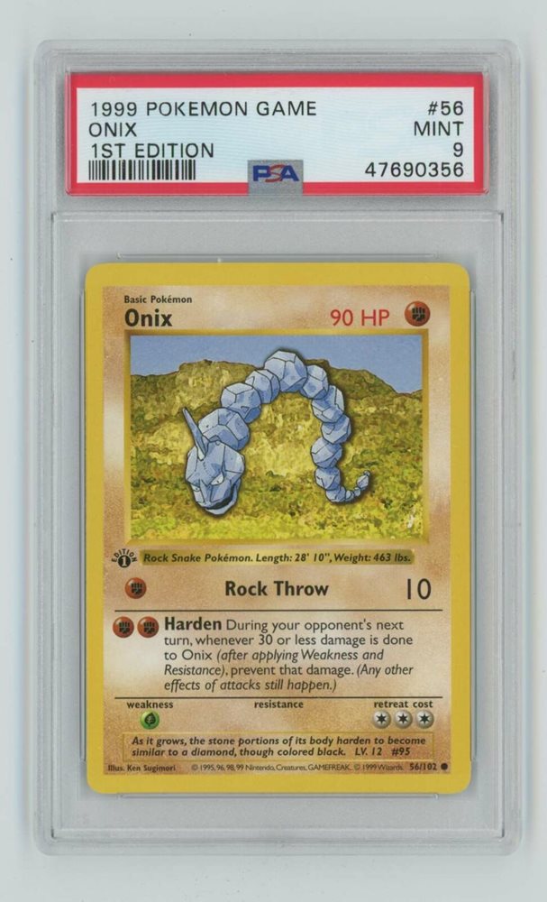 Auction Prices Realized Tcg Cards 1999 Pokemon Game Onix 1st Edition