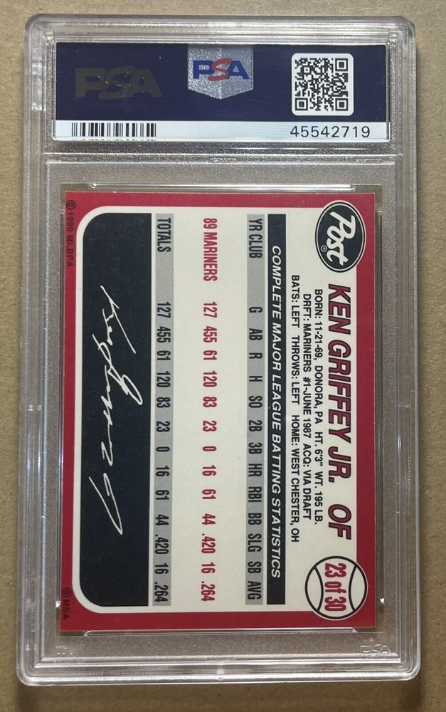 ケン・グリフィー・ジュニア　MLB ベースボールカード　Post 1990年 Ken Griffey Jr 1990 Topps Baseball MLB Debut Autograph Card