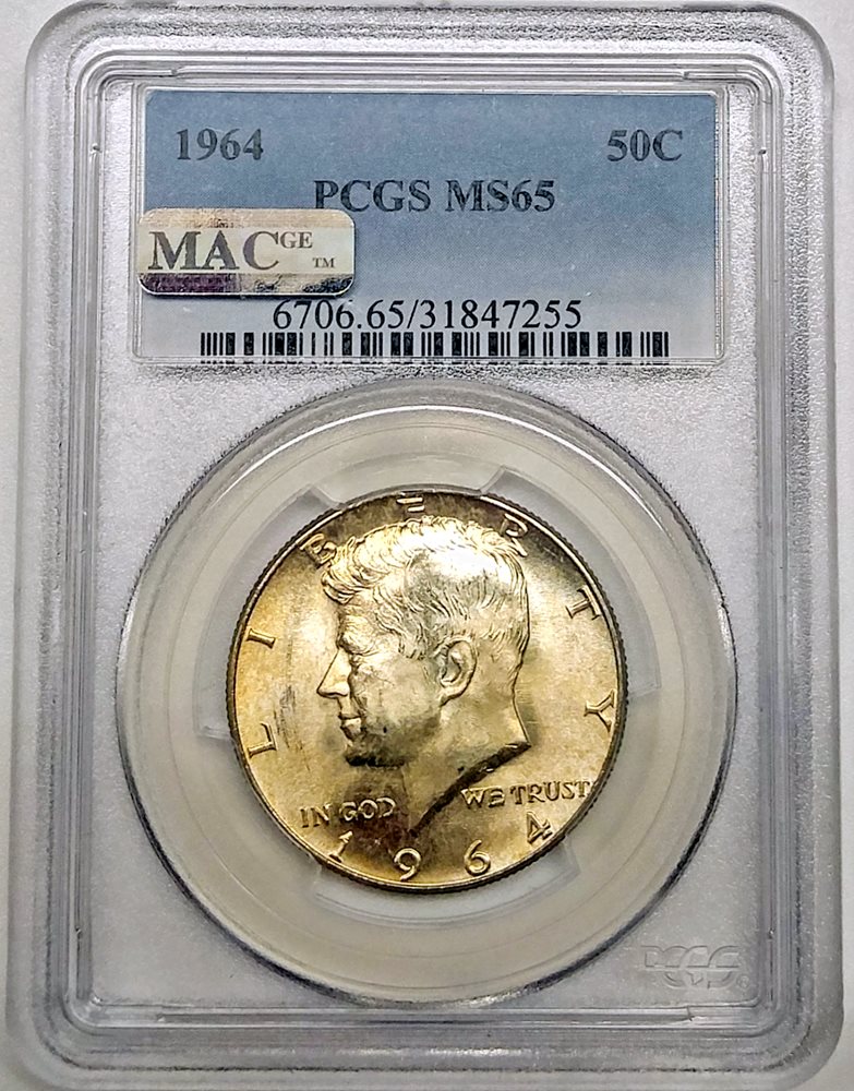 1964 P Kennedy Silver Half Dollar PCGS MS65