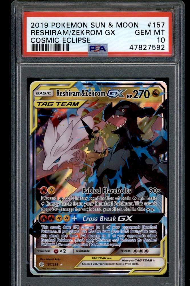 ポケモンカードゲーム RESHIRAM & ZEKROM GX PSA10 PSA 10 Reshiram & Zekrom GX Alt Full Art 222/236 Cosmic