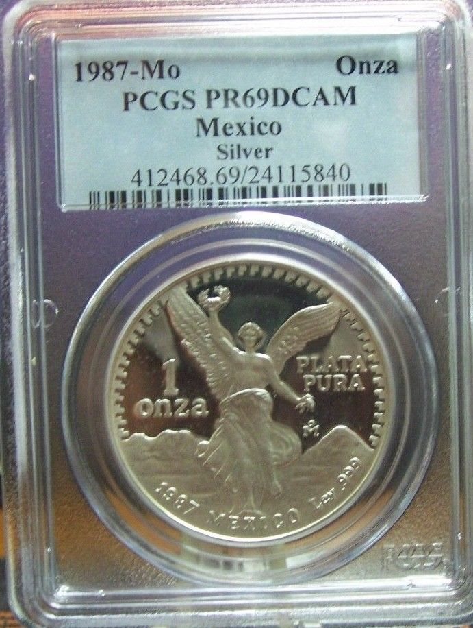 1987 Mexico 1 oz Silver Libertad Proof, PCGS PR69 Deep Cameo
