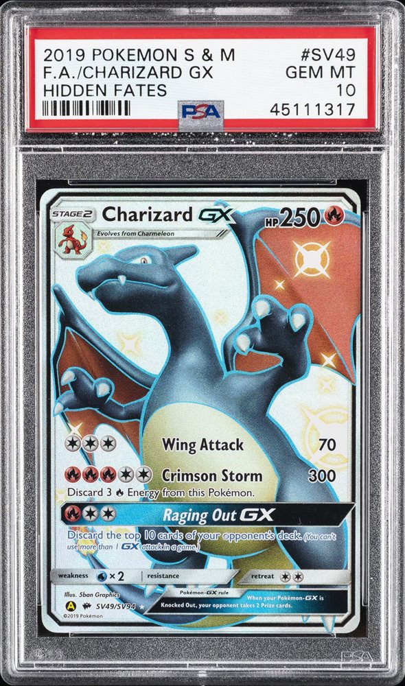 【PSA10】リザードンgx/charizard PSA 10 GEM MT Full Art Shiny Charizard GX Hidden Fates SV49