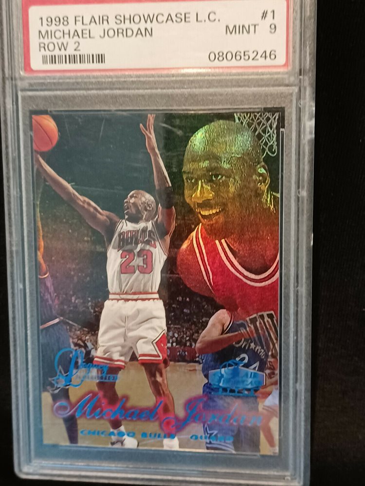 1997 FLAIR SHOWCASE MICHAEL JORDAN #1 ROW 3 CHICAGO BULLS HOF PSA 7 NM  54215297